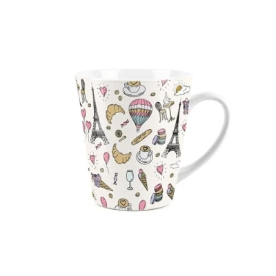 Image of Purely Home Paris Mug Pink City of Love Romantic Gift Small Latte Ceramic White Tea/Coffee Cup