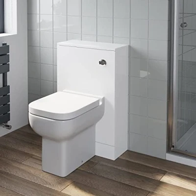 Image of BAYSTONE 500mm Bathroom Toilet Back to Wall Furniture Unit Pan Soft Close White Modern