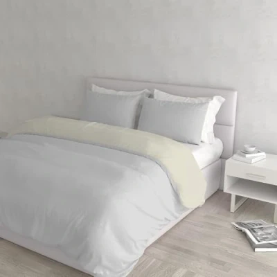 Image of Italian Bed Linen Natural Colour Duvet Cover Set, Light gray/Cream, Double, Cotton