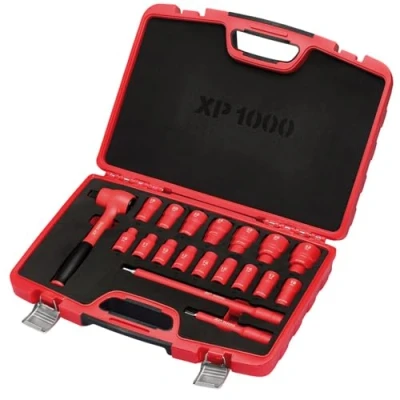 Image of Draper XP1000 17671 VDE Metric Socket Set, 1/2&quot; Sq. Dr. (19 Piece)