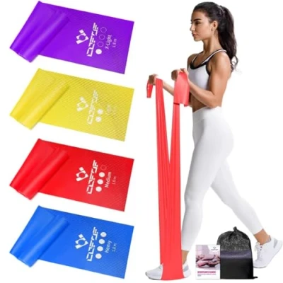 Image of COFOF Resistance Bands, Exercise Band with 4 Levels,1.8m/5.9ft long Stretch Bands Carry Bag &amp; Guide, Straps for Yoga, Pilates,Strength Training and Physiotherapy