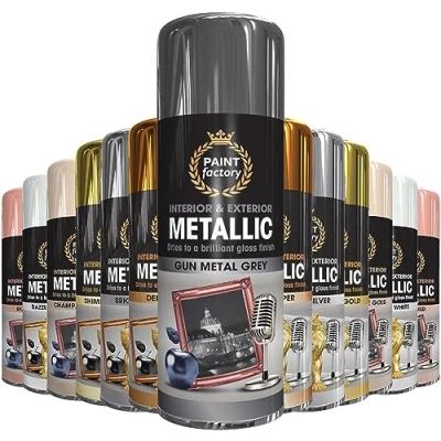 Image of AlezyB 1 x Metallic Gun Metal Grey Spray Paint 400ml Multi Purpose Aerosol Use for and Wooden Furniture, Ornaments, Decorative Items Much More Interior &amp; Exterior