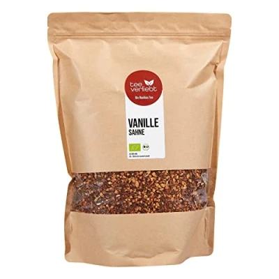 Image of FRUTEG organic Rooibos Tea vanilla Cream Loose 1000 g Loser Red Bush Finest Leaf Quality Rounded by noble pieces From certified farming 1 kg