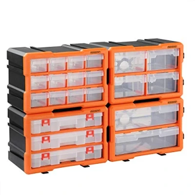 Image of MONZANA® Transparent Storage Organiser Stackable Small Parts Case Plastic Tool Box 72 Compartments Removable DIY Multi Drawer Perfect for Screws Nails &amp; Bolts