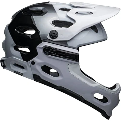 Image of BELL Super 3R MIPS Adult Mountain Bike Helmet Gloss White/Black, Medium (55 59 cm)