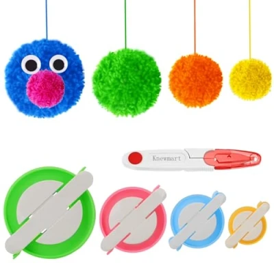 Image of pom Maker, 4 Sizes Maker Fluff Ball Weaver Needle Craft DIY Wool Knitting Tool Set for Beginner (5)