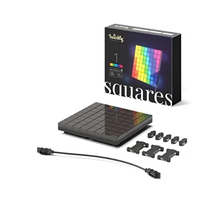 Image of Twinkly Squares Extensions App Controlled LED Panels with 64 RGB (16 Million Colours) Pixels. Black. 1 Expansion Plates, Compatible Starter Kit