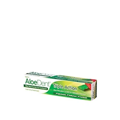 Image of Aloe Dent Triple Action Vera Toothpaste Fluoride Free , Natural Action, Vegetarian Cruelty SLS Free, CoQ10, Healthy Gums 100 ml