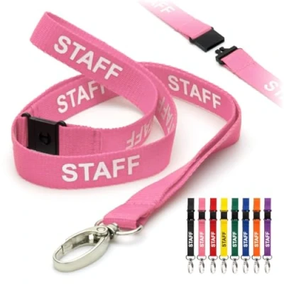 Image of CKB LTD Pink Staff LANYARDS Breakaway Safety Lanyard Neck Strap Swivel Metal Clip for ID Card Holder Pull Quick Release Design Pack of 10