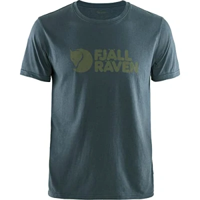 Image of FJALLRAVEN Men&#039;s Fjällräven Logo Short Sleeve T Shirt, Navy, M UK