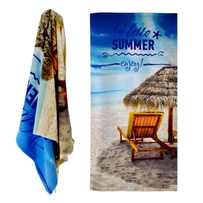 Image of GEEZY Large Microfibre Beach Bath Towel Lightweight Sports Travel Gym Summer Towels (Hello Summer)