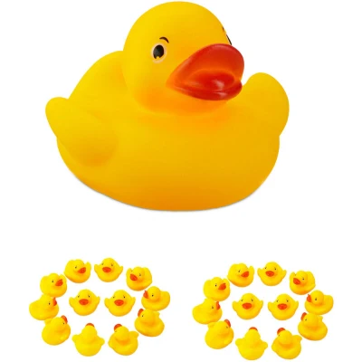 Image of Rubber Ducks, 25 Piece Set, Squeaky Toys for Kids, Fun Bath Time, Squeezing, hwd: 4 x 5.5 5 cm, Yellow Relaxdays