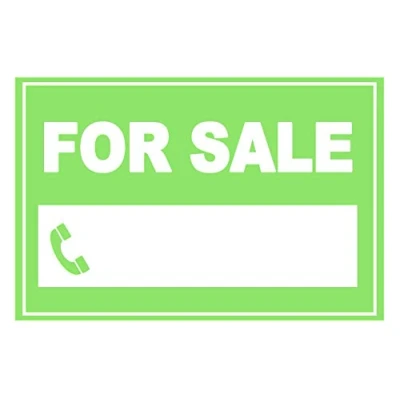 Image of 4 x FOR SALE Green with space Info Sign Label Removable Self Adhesive Waterproof Durable Vinyl Stickers 225mm 160mm