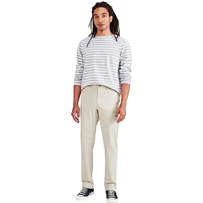 Image of Dockers Men&#039;s Smart 360 Flex Chino Slim Casual Pants, Sahara Khaki, 33W / 32L