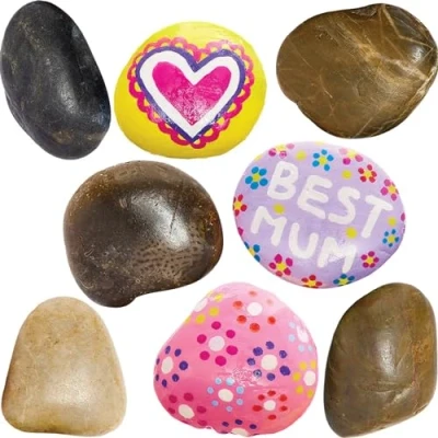 Image of Baker Ross AW239 Painting Stones — Creative Art and Craft Supplies for Kids to Make, Personalise Decorate (Pack of 8 10), 7 cm