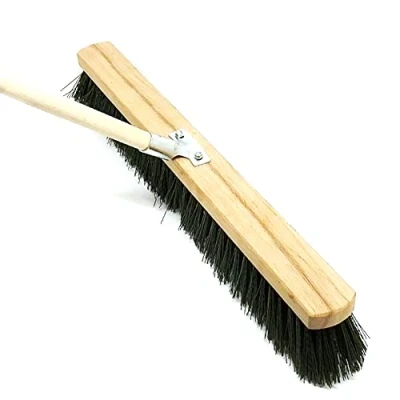 Image of 60 cm / 24 in Traditional Wooden Sweeping Broom Soft Bristle Brush for Indoor Outdoor Yard with 115 Long Handle