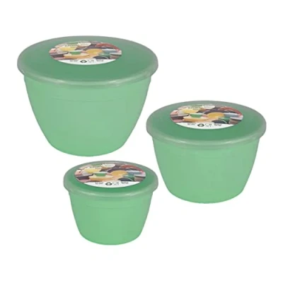 Image of Just Pudding Basins 3 Smaller Sizes in One Set Steam Bowls, Basin and Lid 1x 1/4 Pint, 1/2 Pint 1 (Green)
