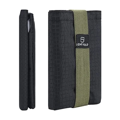 Image of LIGHT FOLD Ultra Slim Men&#039;s Nylon Trifold Wallet RFID Blocking Hold up to 12 Credit Cards (Army Green)
