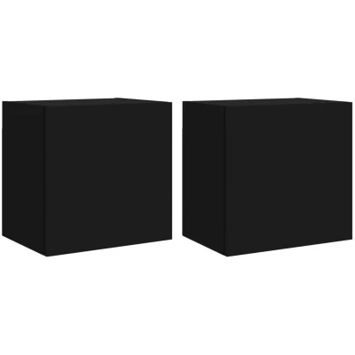 Image of vidaXL TV Wall Cabinets 2 pcs Black 40.5x30x40 cm Engineered Wood
