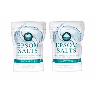 Image of Elysium Spa Bath Salts Natural Magnesium Sulphate Crystals Eucalyptus Salt 450g Wilsons Direct (2 x Salt)