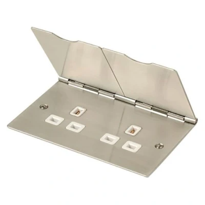 Image of Click Essentials 13 A 2 Gang Floor Socket Stainless Steel FS032SS