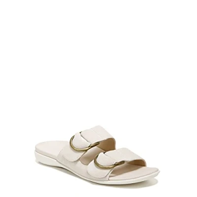 Image of Vionic Mirage Corlee Womens Sandals Slide with Adjustable D Ring Straps Includes Three Zone Comfort for Heel Pain, Plantar Fasciitis Concealed Orthotic Arch Support Wide Fit Cream UK 6.5