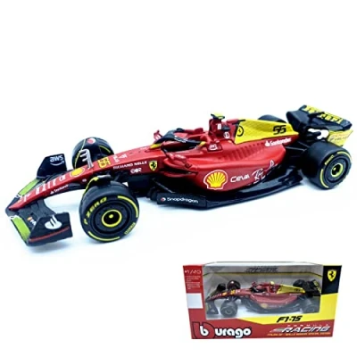 Image of HTLNUZD Bburago 1/43 2022 F1 75 #55 75th Anniversary Carlos Sainz 1:43 Formula One Racing Car Alloy Die Cast Collection Vehicles Model (biao #55)
