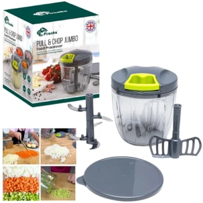 Image of PIRANHA Pull &amp; Chop (JUMBO) Food Processor, Multi Function Manual Processors Hand Chopper/Mixer/Blender (9OOml)