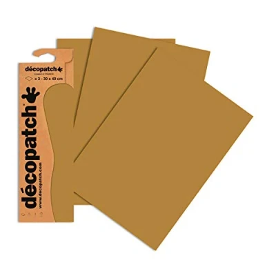 Image of Décopatch Ref C229O Dark Matt Golden Effect Paper Pack Each Sheet 30 x 40cm, of 3 Sheets Best Used With Décopach Glue &amp; Varnish, Gold