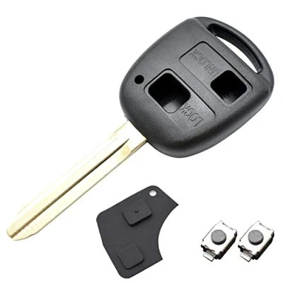Image of Kelay 2 button Key Fob Cover Replacement for Toyota Avensis Corolla Camry Echo Yaris Prado RAV4 Tarago Remote Car Case Shell Repair Kit With Rubber Pad (with blade)