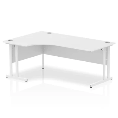Image of Dynamic Office Solutions OPO Impulse Freestanding 1800mm Left Crescent Corner Desk Cantilever Leg Sturdy Build Weather &amp; Heat Resistant Melamine Finish White
