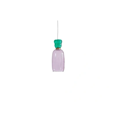 Image of Lucande LED hanging light Fay, purple/dark green, glass, Ø 15 cm