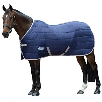 Image of WeatherBeeta ComFiTec 210d Channel Quilt Standard Neck Medium Horse Rug, Navy/Silver/Red, 6&#039;6