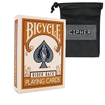 Image of Gold Coloured Bicycle Playing Cards Classic Rider Back Design Includes Cipher Card Bag
