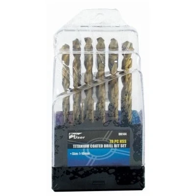 Image of 19pc Titanium Coated 1 10mm Steel HSS Drill Bit Set By Pro User
