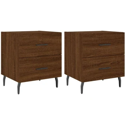 Image of vidaXL Bedside Cabinets 2 pcs Brown Oak 40x35x47.5 cm Engineered Wood