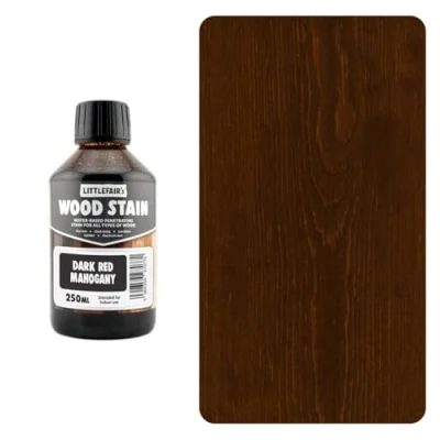 Image of Littlefair&#039;s Wood Stain Water Based 250 ml Indoor Furniture Light &amp; Dark Finishes Special Non Toxic Eco Friendly Formula for Crafts Color: Red Mahogany