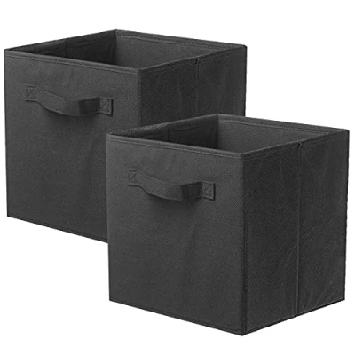 Image of PowerKing Storage Bins, Foldable Fabric Cubes And Cloth Organizer Drawer For Closet Toys Storage,2 Pack，Black