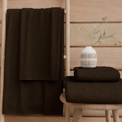 Image of PETTI Artigiani Italiani 100% Cotton Terry Bath Towels, 1+1 Towel Set, 2 Pieces 1 Face and Hand Towel, Brown Towels