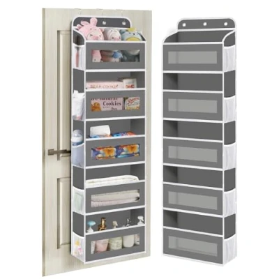 Image of KYEVIS Over The Door Organizer Storage 2 Pack, 5 Shelves Hanging with 10 Mesh Pockets, Behind Ideal for Newborn, Nursery, and Baby Essentials Daily Use（Dark Gray）