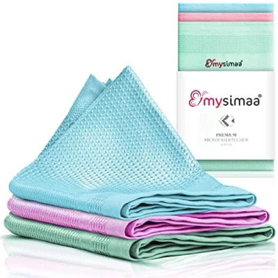 Image of mysimaa® Premium Microfiber cleaning Cloths Professional microfibre cloth or dusters for to get streak free, lint free shine in home products, car cleaning, kitchen, dishes, window, glass.