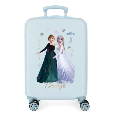 Image of Disney Frozen, Seek Courage Cabin Luggage, Blue 34 x 55 20 cm, Rigid ABS Lateral Combination Lock 32 L, 2.62 kg, 4 Double Wheels Hand Luggage