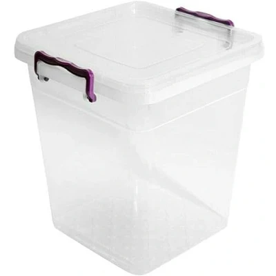 Image of Plastic Storage Box Boxes Lid Handles Food Container Home Kitchen Office UK (10L Deep)