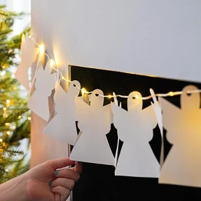 Image of Festive Lights Battery Powered DIY Paper Illuminated Christmas Fairy Decoration Warm White LEDs (Angels)