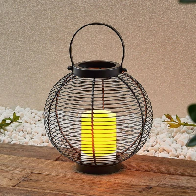 Image of Lindby Mairuna LED solar lantern, black, 22.7 cm