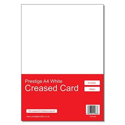 Image of Prestige A4 White Card Pack Pre Creased for Folding to 4pp A5 300gsm 25 Sheets