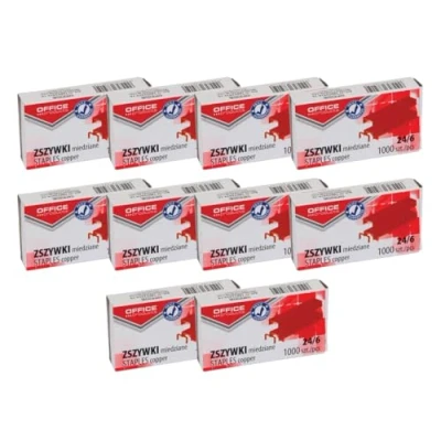 Image of Office Products 18072419 16 Staples 24/6 Copper Universal for Most Staplers / 10,000 Pieces (10 x 1000 Pieces) Standard Staples/Staples Paper Clips