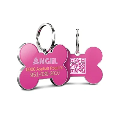 Image of DISONTAG QR Code Dog Tag,ID Tags for Dogs,Dog Name Tag Personalised,Cat ID Tag,QR Directs to Pet Profile Saving InfoModifiable