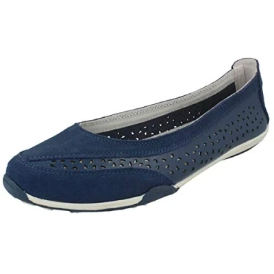 Image of Down To Earth Ladies Suede Leather Ballerinas F80448 Navy UK Size 5 EU 38 US 7