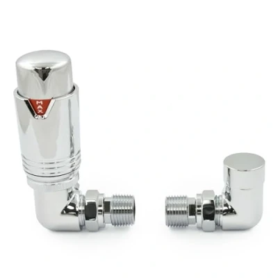 Image of Thermostatic Radiator Valve Chrome Corner TRV Style (Chrome)